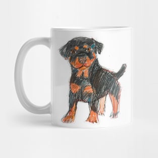 Cute Kids Drawing Style Rotweiler Dog for Rottweiler Lovers Gift Mug